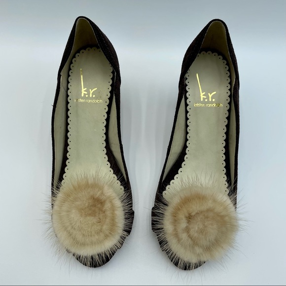 Kristen Randolph Chocolate Suede Leather Heels Size 7 - Picture 3 of 15